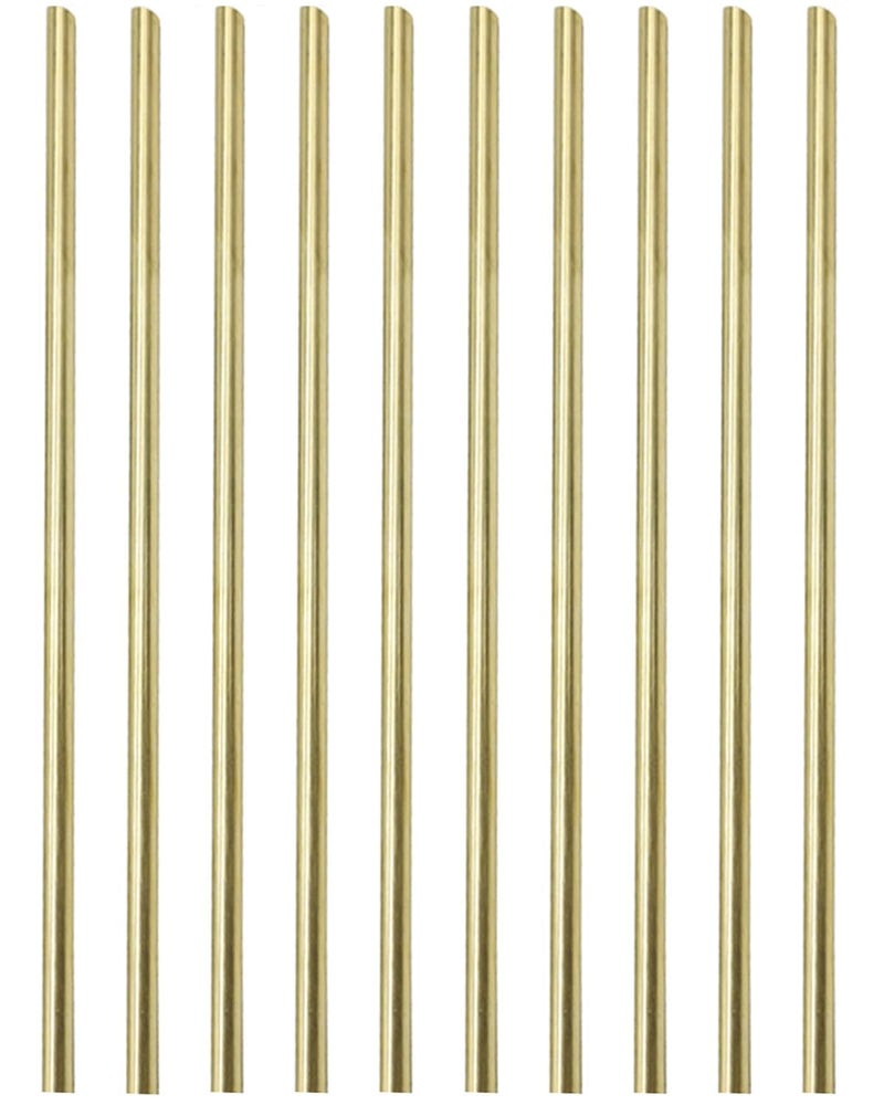 PGCOKO 10PCS 4mm Solid Round Brass Rod Lathe Bar Stock Kit for DIY Craft Tool, 5/32 inch in Diameter 12 inch in Length - Image 1